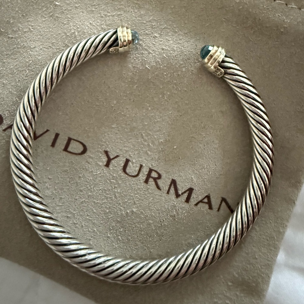 David Yurman Classic Cable Bracelet, Blue Topaz, 5mm, Authentic